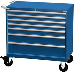 LISTA - 7 Drawer 440 Lb Capacity Steel Tool Roller Cabinet - 40-1/4" Wide x 41-1/2" High x 22-1/2" Deep, Roller Bearing Drawer Slides, Blue - Industrial Tool & Supply
