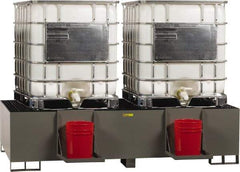 Little Giant - 400 Gallon Steel IBC Sump - 99 Inch Long x 51 Inch Wide x 23 Inch High, 2 Totes, 10,000 Lbs. Load Capacity, Include (2) Removable Pail Holder Shelves - Industrial Tool & Supply