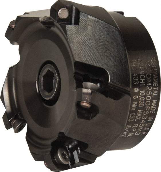 Kennametal - 2-1/2" Cut Diam, 3/4" Arbor Hole, 3.5mm Max Depth of Cut, 43° Indexable Chamfer & Angle Face Mill - 5 Inserts, OF.T 06L5... Insert, Right Hand Cut, 5 Flutes, Series KSOM Mini - Industrial Tool & Supply