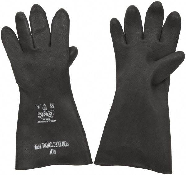 SHOWA - Size XL (10), 15" Long, 40 mil Thick, Latex Chemical Resistant Gloves - Textured Finish, Rolled Cuff, ANSI Abrasion Level 2, ANSI Cut Level 1, ANSI Puncture Level 0, Black, FDA Approved - Industrial Tool & Supply