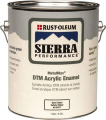Rust-Oleum - 1 Gal Safety Yellow Semi Gloss Finish Acrylic Enamel Paint - Interior/Exterior, Direct to Metal, <0 gL VOC Compliance - Industrial Tool & Supply