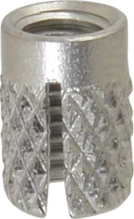 E-Z LOK - #10-32 UNF Grade 303 Stainless Steel Flush Press Fit Threaded Insert for Plastic - 0.357" OAL, 0.262" Insert Diam, 1/4" Hole Diam, 1/4" Drill - Industrial Tool & Supply