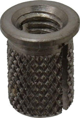 E-Z LOK - #10-32 UNF Grade 303 Stainless Steel Flanged Press Fit Threaded Insert for Plastic - 3/8" OAL, 0.262" Insert Diam, 1/4" Hole Diam, 1/4" Drill - Industrial Tool & Supply
