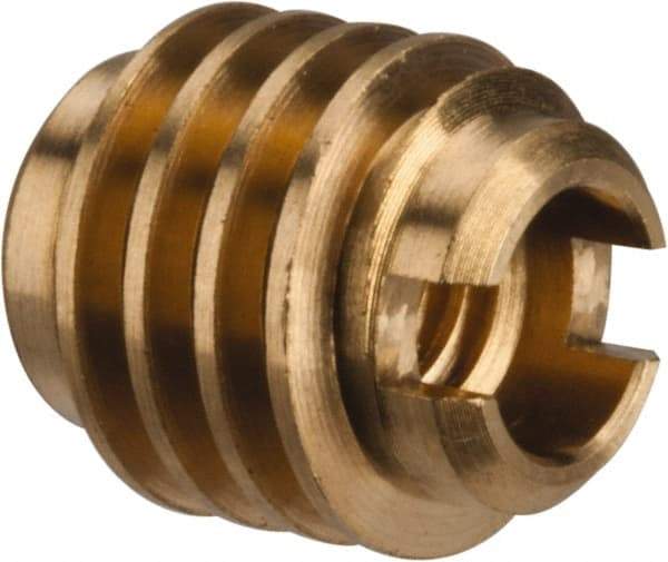 E-Z LOK - #8-32, Brass Knife Insert - 1/4" Drill, 1/4" Hole Diam, 3/8" Long, 1/2" Min Grip - Industrial Tool & Supply
