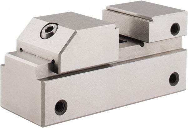 Interstate - 1" Jaw Width, 3/4" Jaw Opening Capacity, 1/2" Jaw Height, Toolmaker's Vise - Flat Jaw, 2.56" OAL x 2-1/2" OAH - Industrial Tool & Supply
