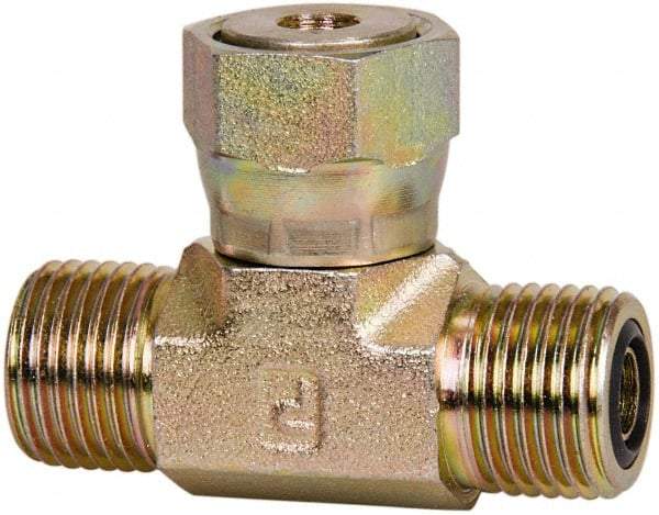Parker - 3/8" OD, Steel Swivel Branch - 9,200 Max Working psi, 3/4" Hex, O-ring Face Seal Ends - Industrial Tool & Supply