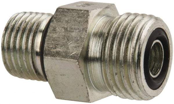Parker - 3/8" OD, Steel Straight Thread Connector - 9,200 Max Working psi, 3/4" Hex, O-Ring Face Seal/SAE-ORB Ends - Industrial Tool & Supply