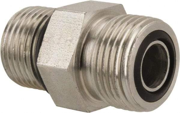 Parker - 1/2" OD, Steel Straight Thread Connector - 9,200 Max Working psi, 7/8" Hex, O-Ring Face Seal/SAE-ORB Ends - Industrial Tool & Supply