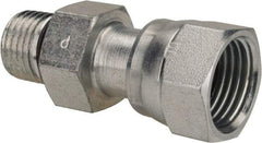 Parker - 3/8" OD, Steel Straight Thread Swivel Connector - 9,200 Max Working psi, 3/4" Hex, O-Ring Face Seal/SAE-ORB Ends - Industrial Tool & Supply
