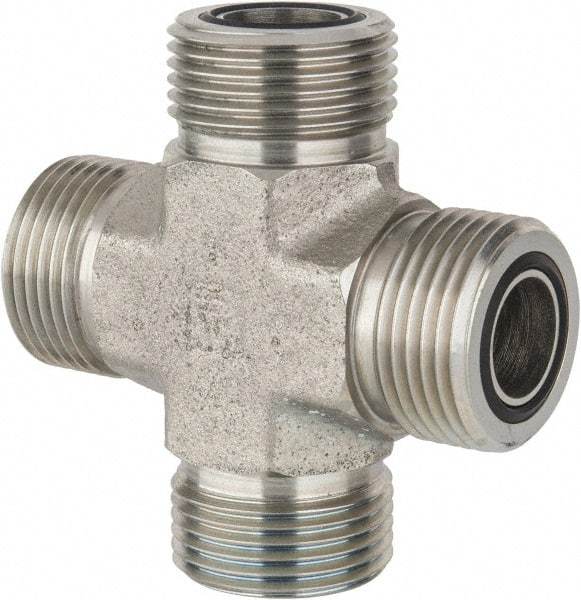 Parker - 3/4" OD, Steel Union Cross - 6,000 Max Working psi, 1-3/16" Hex, O-ring Face Seal Ends - Industrial Tool & Supply