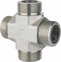 Parker - 1" OD, Steel Union Cross - 6,000 Max Working psi, 1-5/8" Hex, O-ring Face Seal Ends - Industrial Tool & Supply