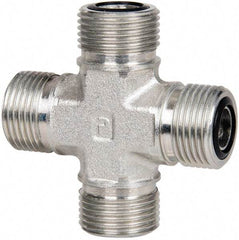 Parker - 1/2" OD, Steel Union Cross - 9,200 Max Working psi, 3/4" Hex, O-ring Face Seal Ends - Industrial Tool & Supply