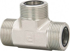 Parker - 1" OD, Steel Union Tee - 6,000 Max Working psi, 1-7/16" Hex, O-ring Face Seal Ends - Industrial Tool & Supply