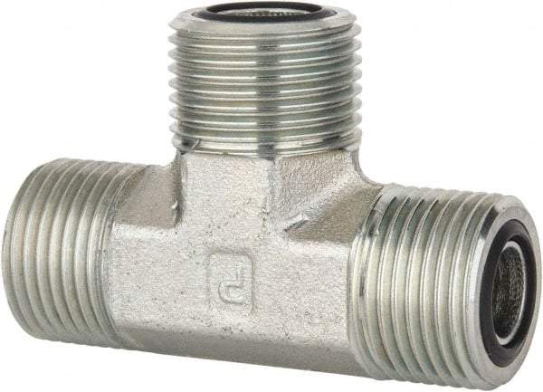 Parker - 1/2" OD, Steel Union Tee - 9,200 Max Working psi, 3/4" Hex, O-ring Face Seal Ends - Industrial Tool & Supply