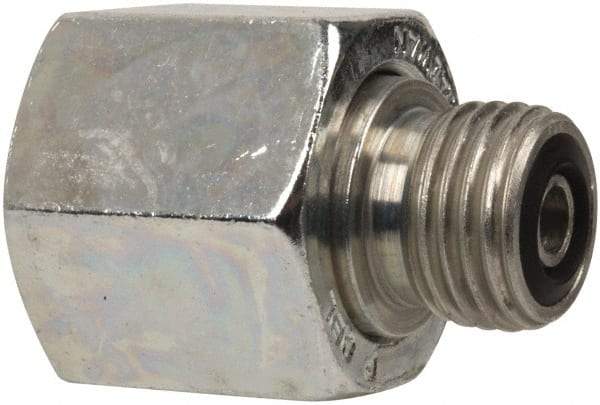 Parker - 1/2 x 1/4" OD, Steel Tube End Reducer - 9,200 Max Working psi, O-ring Face Seal Ends - Industrial Tool & Supply