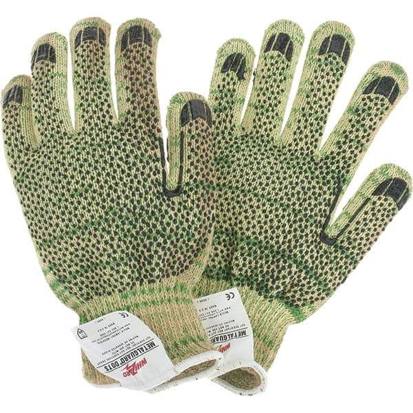 Whizard - Size L, ANSI Cut Lvl A6, Cut Resistant Gloves - Palm & Fingertips Coated, Yellow/Green - Industrial Tool & Supply
