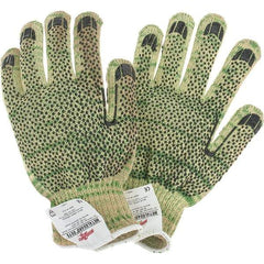Whizard - Size L, ANSI Cut Lvl A6, Cut Resistant Gloves - Palm & Fingertips Coated, Yellow/Green - Industrial Tool & Supply