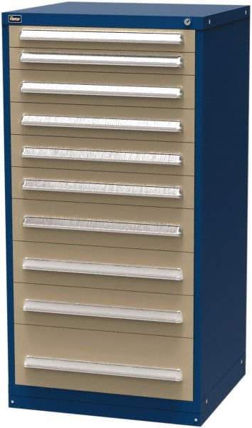 Vidmar - 10 Drawer, Modular Storage Cabinet - Steel, 30" Wide x 27-3/4" Deep x 59" High, Blue & Beige - Industrial Tool & Supply