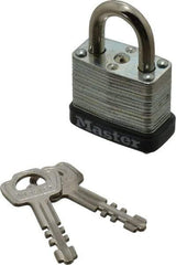 Master Lock - 1/2" Shackle Clearance, Keyed Alike Warded Cylinder Padlock - 3/16" Shackle Diam, Steel - Industrial Tool & Supply