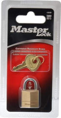 Master Lock - 7/16" Shackle Clearance, Keyed Different Solid Brasss Padlock - 5/32" Shackle Diam, Solid Brass - Industrial Tool & Supply
