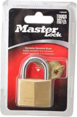 Master Lock - 7/8" Shackle Clearance, Keyed Alike Solid Brasss Padlock - 1/4" Shackle Diam, Solid Brass - Industrial Tool & Supply