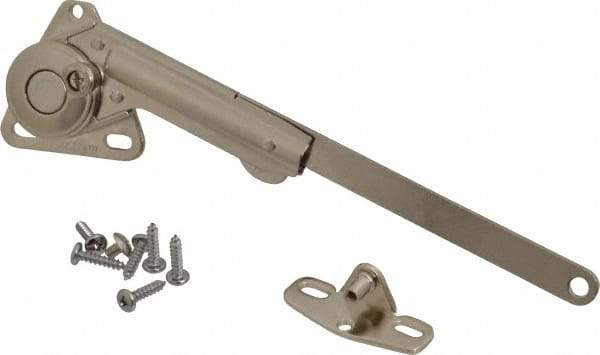 Sugatsune - 8-1/2" OAL x 7/8" Wide, 60 Lb/Inch Capacity, Adjustable Soft Down Stay - Right Side, 5mm Mounting Hole Diam, 90° Max Opening, Nickel Plated Steel & Zinc Alloy - Industrial Tool & Supply