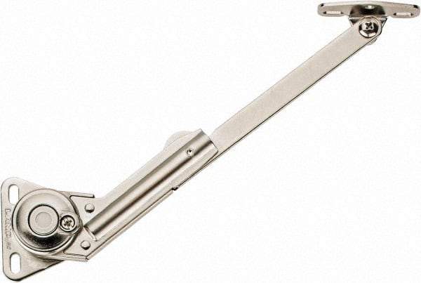 Sugatsune - 8-1/2" OAL x 7/8" Wide, 60 Lb/Inch Capacity, Adjustable Soft Down Stay - Right Side, 5mm Mounting Hole Diam, 105° Max Opening, Nickel Plated Steel & Zinc Alloy - Industrial Tool & Supply