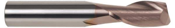 SGS - 1/8", 3/8" LOC, 1/8" Shank Diam, 1-1/2" OAL, 2 Flute, Solid Carbide Square End Mill - Single End, TiCN Finish, Spiral Flute, 30° Helix, Centercutting, Right Hand Cut, Right Hand Flute, Series 3 - Industrial Tool & Supply