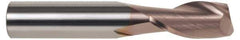SGS - 1/8", 3/8" LOC, 1/8" Shank Diam, 1-1/2" OAL, 2 Flute, Solid Carbide Square End Mill - Single End, TiCN Finish, Spiral Flute, 30° Helix, Centercutting, Right Hand Cut, Right Hand Flute, Series 3 - Industrial Tool & Supply