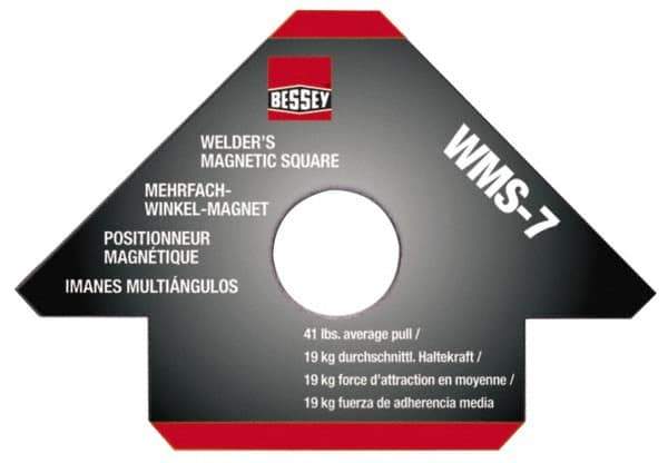 Bessey - 4-3/4" Wide x 9/16" Deep x 3-1/4" High Magnetic Welding & Fabrication Square - 41 Lb Average Pull Force - Industrial Tool & Supply