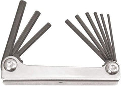 Bondhus - 9 Piece Fold-Up Hex Key Set - Hex Range 5/64 to 1/4", 6.63" OAL, Protanium High Torque Steel - Industrial Tool & Supply