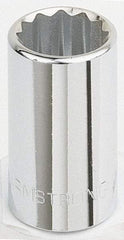 Armstrong - 1/2" Drive, Standard Hand Socket - 12 Points, 1-15/32" OAL, Chrome Finish - Industrial Tool & Supply