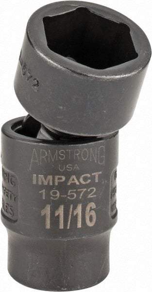 Armstrong - 3/8" Drive 11/16" Standard Universal Impact Socket - 6 Points, 2-11/32" OAL - Industrial Tool & Supply