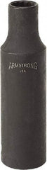 Armstrong - 9/16", 1/2" Drive, Deep Hand Socket - 12 Points, 3-13/64" OAL, Black Finish - Industrial Tool & Supply