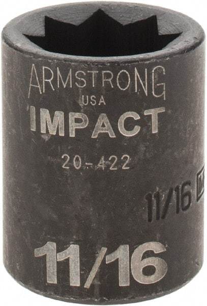 Armstrong - 1/2" Drive 11/16" Standard Impact Socket - 1-1/2" OAL - Industrial Tool & Supply
