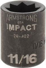 Armstrong - 1/2" Drive 11/16" Standard Impact Socket - 1-1/2" OAL - Industrial Tool & Supply