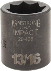 Armstrong - 1/2" Drive 13/16" Standard Impact Socket - 1-1/2" OAL - Industrial Tool & Supply