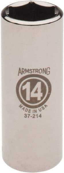 Armstrong - 1/4" Drive, Deep Hand Socket - 6 Points, 1-15/16" OAL, Chrome Finish - Industrial Tool & Supply
