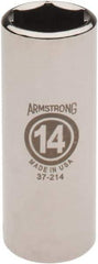 Armstrong - 1/4" Drive, Deep Hand Socket - 6 Points, 1-15/16" OAL, Chrome Finish - Industrial Tool & Supply