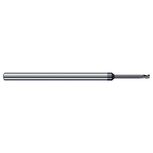 Variable Helix End Mills for Medium Alloy Steels - 0.0250″ Cutter Diameter × 0.0380″ Length of Cut × 0.1250″ (1/8″) Reach Carbide Square End Mill for Medium Alloy Steels, 3 Flutes, AlTiN Coated - Exact Industrial Supply