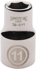 Armstrong - 1/2" Drive, Standard Hand Socket - 6 Points, 1-1/2" OAL, Chrome Finish - Industrial Tool & Supply