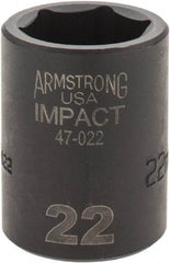 Armstrong - 1/2" Drive 22mm Standard Impact Socket - 6 Points, 1-5/8" OAL - Industrial Tool & Supply