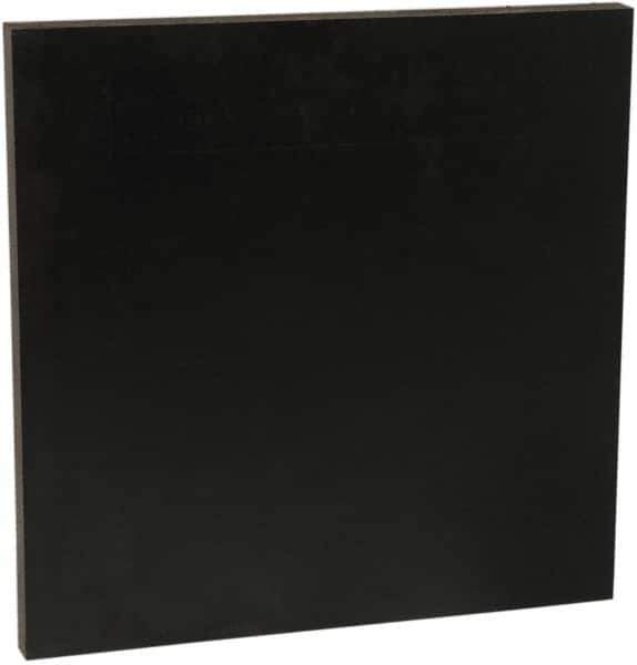 Made in USA - 1" Thick x 1' Wide x 1' Long, Recycled UHMW Sheet - Black, Shore D-67 Hardness, ±0.020 Tolerance - Industrial Tool & Supply