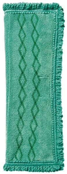 Rubbermaid - 19-1/2" Long x 14" Wide Microfiber Dust Mop Pad - Quick Connect, Green, Fringed Head - Industrial Tool & Supply