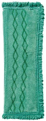 Rubbermaid - 19-1/2" Long x 14" Wide Microfiber Dust Mop Pad - Quick Connect, Green, Fringed Head - Industrial Tool & Supply