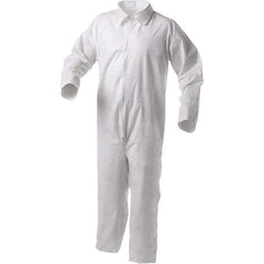 KleenGuard - Size M Film Laminate General Purpose Coveralls - White, Zipper Closure, Serged Seams - Industrial Tool & Supply