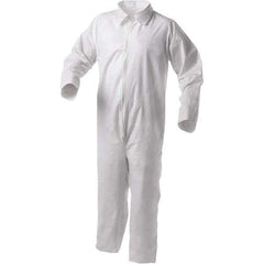 KleenGuard - Size L Film Laminate General Purpose Coveralls - White, Zipper Closure, Serged Seams - Industrial Tool & Supply