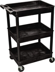 Luxor - 300 Lb Capacity, 24" Wide x 18" Long x 38" High Shelf Cart - 3 Shelf, Plastic - Industrial Tool & Supply