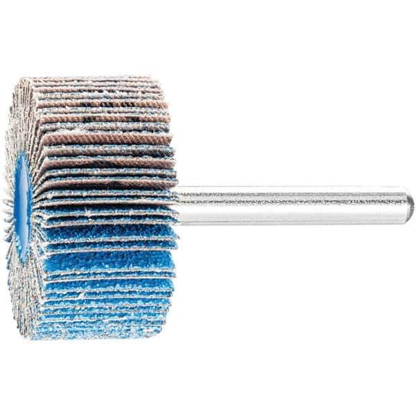 PFERD - 1-1/2" Diam x 1" Face Width, Aluminum Oxide Coated Mounted Flap Wheel - 1/4" Shank Mount, 80 Grit, 25,000 Max RPM - Industrial Tool & Supply