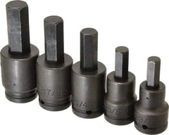 Proto - 5 Piece 3/4" Drive Inch Impact Hex Bit Socket Set - 9/16 to 1" Hex - Industrial Tool & Supply